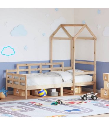 vidaXL Day Bed with Roof without Mattress 80x200 cm Solid Wood