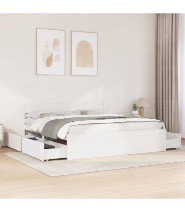 vidaXL Bed Frame without Mattress White 200x200 cm Solid Wood Pine