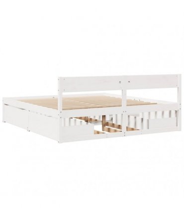 vidaXL Bed Frame without Mattress White 200x200 cm Solid Wood Pine