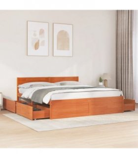 vidaXL Bed Frame without Mattress Wax Brown 200x200 cm Solid Wood Pine