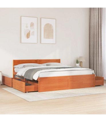 vidaXL Bed Frame without Mattress Wax Brown 200x200 cm Solid Wood Pine