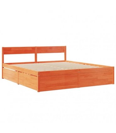 vidaXL Bed Frame without Mattress Wax Brown 200x200 cm Solid Wood Pine