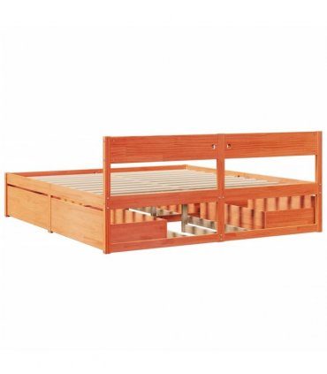vidaXL Bed Frame without Mattress Wax Brown 200x200 cm Solid Wood Pine