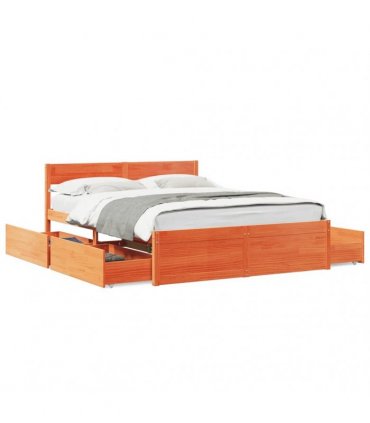 vidaXL Bed Frame without Mattress Wax Brown 160x200 cm Solid Wood Pine