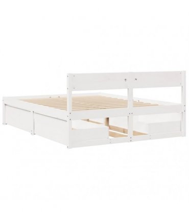 vidaXL Bed Frame without Mattress White 150x200 cm Solid Wood Pine