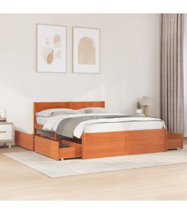 vidaXL Bed Frame without Mattress Wax Brown 150x200 cm Solid Wood Pine