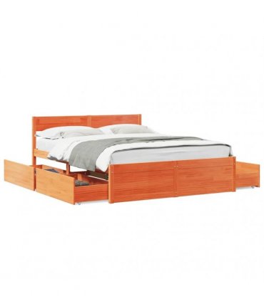 vidaXL Bed Frame without Mattress Wax Brown 150x200 cm Solid Wood Pine
