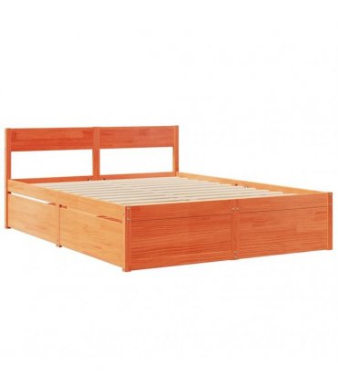 vidaXL Bed Frame without Mattress Wax Brown 150x200 cm Solid Wood Pine