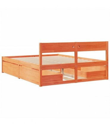 vidaXL Bed Frame without Mattress Wax Brown 150x200 cm Solid Wood Pine