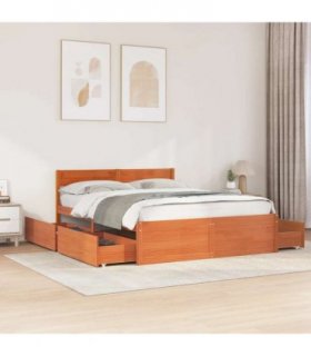 vidaXL Bed Frame without Mattress Wax Brown 140x200 cm Solid Wood Pine