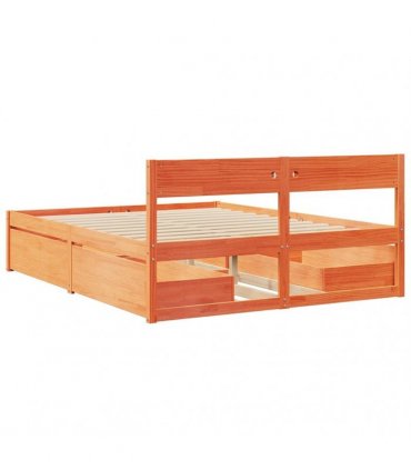 vidaXL Bed Frame without Mattress Wax Brown 140x200 cm Solid Wood Pine