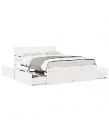 vidaXL Bed Frame without Mattress White 135x190 cm Solid Wood Pine