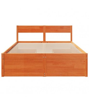 vidaXL Bed Frame without Mattress Wax Brown 135x190 cm Solid Wood Pine