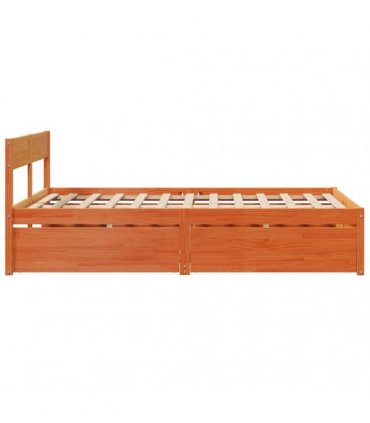 vidaXL Bed Frame without Mattress Wax Brown 135x190 cm Solid Wood Pine