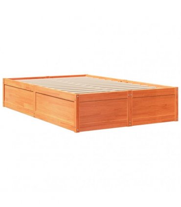 vidaXL Bed Frame without Mattress Wax Brown 120x200 cm Solid Wood Pine