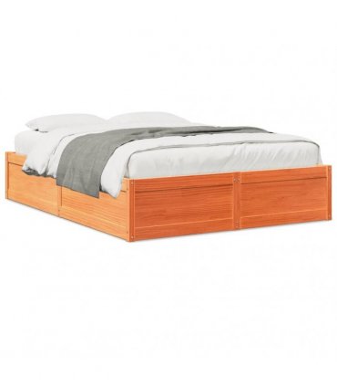 vidaXL Bed Frame without Mattress Wax Brown 140x190 cm Solid Wood Pine