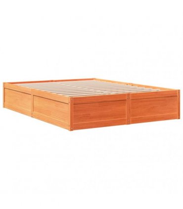 vidaXL Bed Frame without Mattress Wax Brown 140x190 cm Solid Wood Pine