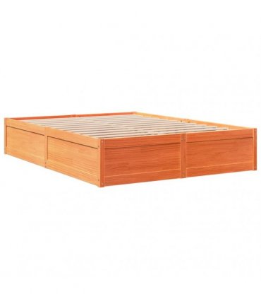 vidaXL Bed Frame without Mattress Wax Brown 140x190 cm Solid Wood Pine