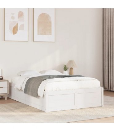 vidaXL Bed Frame without Mattress White 135x190 cm Solid Wood Pine