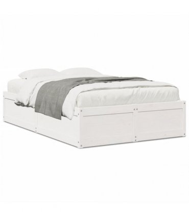 vidaXL Bed Frame without Mattress White 135x190 cm Solid Wood Pine