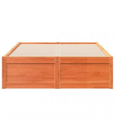 vidaXL Bed Frame without Mattress Wax Brown 135x190 cm Solid Wood Pine