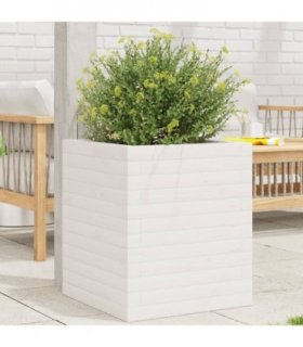 vidaXL Garden Planter White 40x40x46 cm Solid Wood Pine