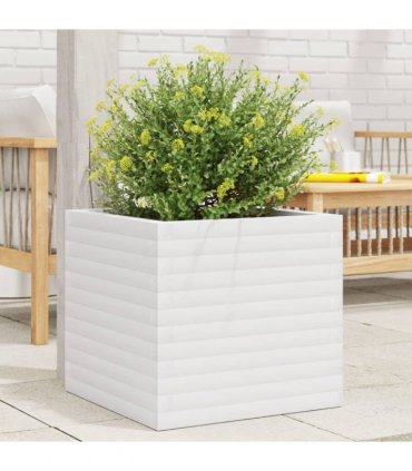 vidaXL Garden Planter White 50x50x46 cm Solid Wood Pine