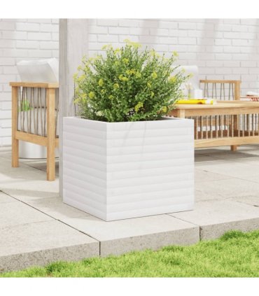 vidaXL Garden Planter White 50x50x46 cm Solid Wood Pine