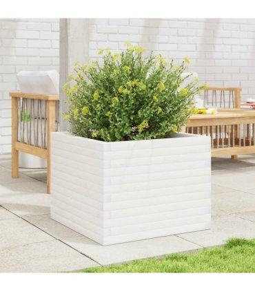 vidaXL Garden Planter White 60x60x46 cm Solid Wood Pine