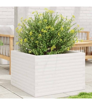 vidaXL Garden Planter White 70x70x46 cm Solid Wood Pine