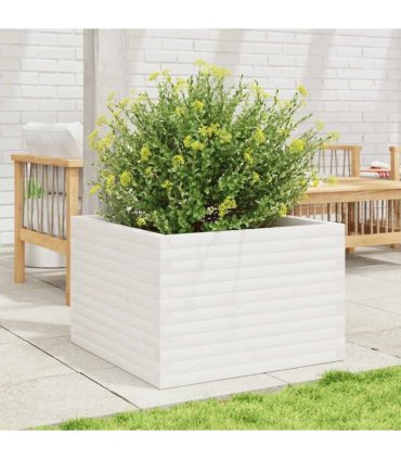 vidaXL Garden Planter White 70x70x46 cm Solid Wood Pine