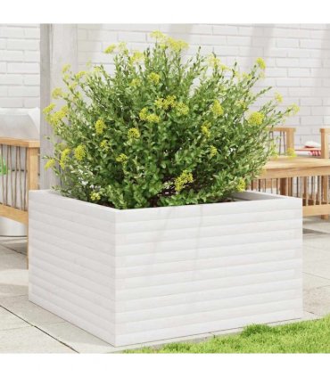 vidaXL Garden Planter White 80x80x46 cm Solid Wood Pine