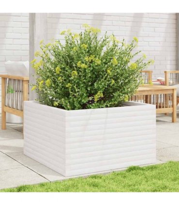 vidaXL Garden Planter White 80x80x46 cm Solid Wood Pine