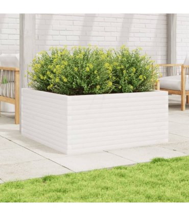 vidaXL Garden Planter White 100x100x46 cm Solid Wood Pine