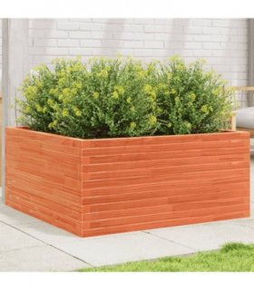 vidaXL Garden Planter Wax Brown 100x100x46 cm Solid Wood Pine