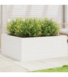 vidaXL Garden Planter White 110x110x46 cm Solid Wood Pine