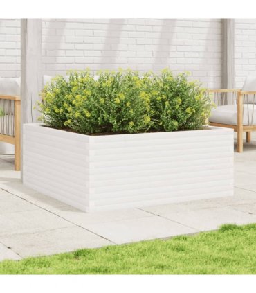 vidaXL Garden Planter White 110x110x46 cm Solid Wood Pine