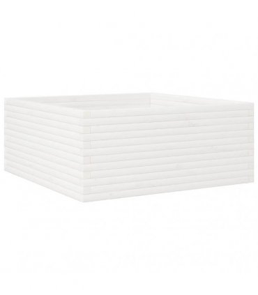 vidaXL Garden Planter White 110x110x46 cm Solid Wood Pine