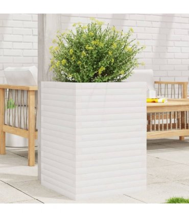 vidaXL Garden Planter White 50x50x68.5 cm Solid Wood Pine