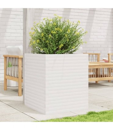 vidaXL Garden Planter White 60x60x68.5 cm Solid Wood Pine