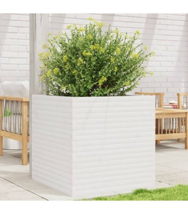 vidaXL Garden Planter White 70x70x68.5 cm Solid Wood Pine