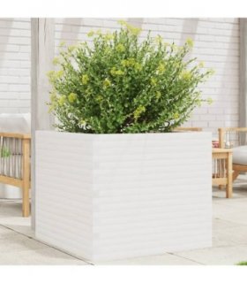 vidaXL Garden Planter White 80x80x68.5 cm Solid Wood Pine