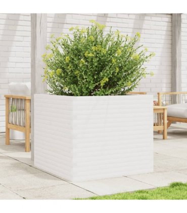 vidaXL Garden Planter White 80x80x68.5 cm Solid Wood Pine