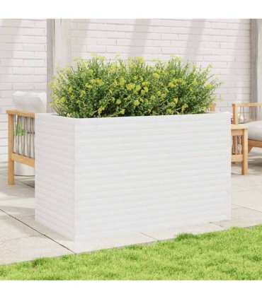 vidaXL Garden Planter White 110x60x68.5 cm Solid Wood Pine