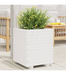 vidaXL Garden Planter White 40x40x49,5 cm Solid Wood Pine