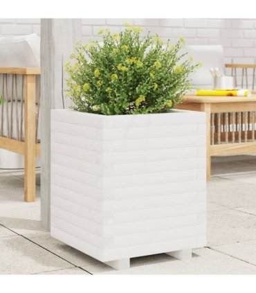 vidaXL Garden Planter White 40x40x49,5 cm Solid Wood Pine