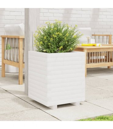 vidaXL Garden Planter White 40x40x49,5 cm Solid Wood Pine