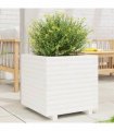 vidaXL Garden Planter White 50x50x49,5 cm Solid Wood Pine
