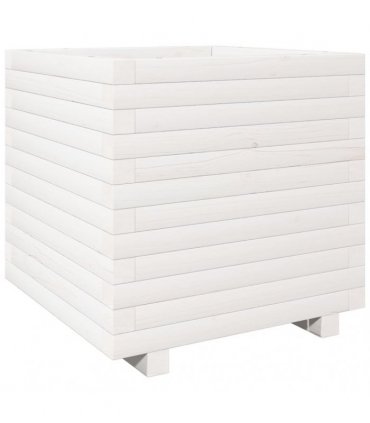 vidaXL Garden Planter White 50x50x49,5 cm Solid Wood Pine