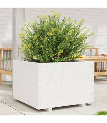 vidaXL Garden Planter White 70x70x49,5 cm Solid Wood Pine